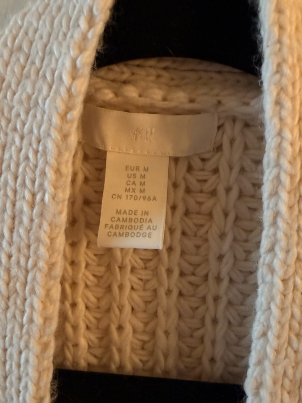 H&M Cream Chunky Knit Belted Cardigan - Picture 3 of 4